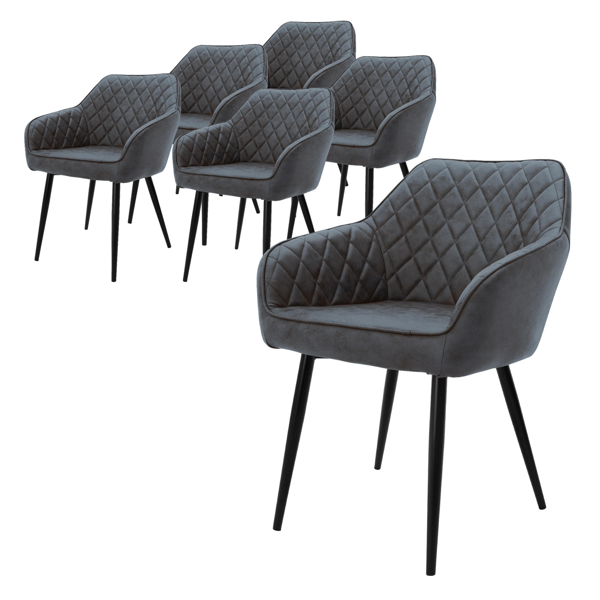 ML-DESIGN SADA 6 jídelních židlí z umělé kůže v antracitové barvě