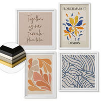 WANDBILDER 4er-Set - 50x50 cm & 40x60 cm Weißer Rahmen - Moderne abstrakte Blumen - Weiß, Kunststoff (50/50cm) - ArtPrintCave