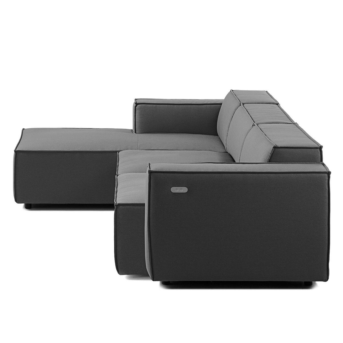 ECKSOFA mit Longchair - Anthrazit/Schwarz, Kunststoff/Textil (294/177cm) - home24