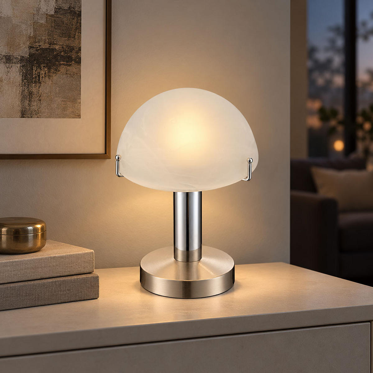 LED TISCHLEUCHTE Otti Silber Glas - Silberfarben, Glas (15/15/22.5cm) - Globo Lighting