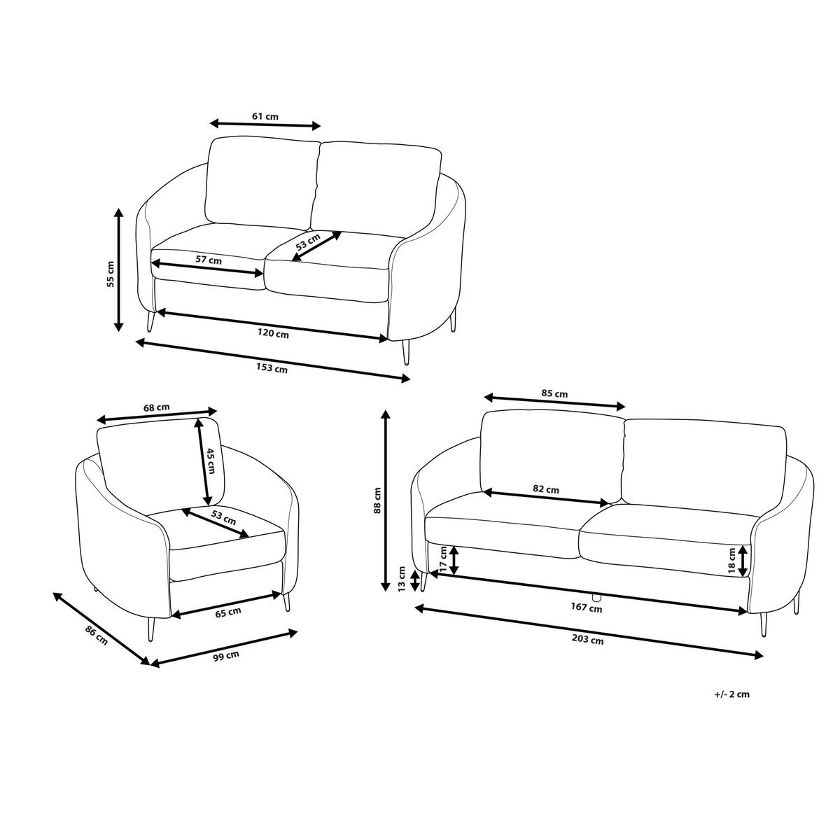 6-SITZER-SOFA SET hellbeige/gold Trosa - Beige/Goldfarben, Textil (86/86/203cm) - Beliani