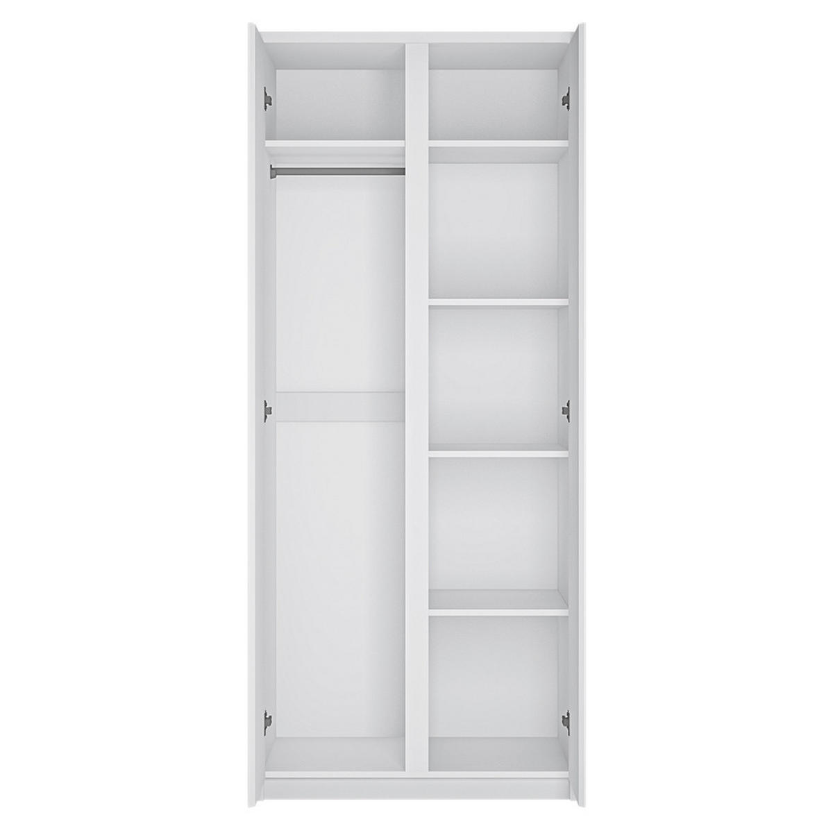 KLEIDERSCHRANK Fortaleza-129 - Weiß, Holzwerkstoff (83/200/58cm) - Lomado
