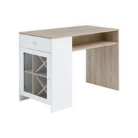 BARTISCH mit Stauraum - Weiß & Holzfarben - NIRAYA - Naturfarben, Holz (60/100/150cm) - Vente-Unique