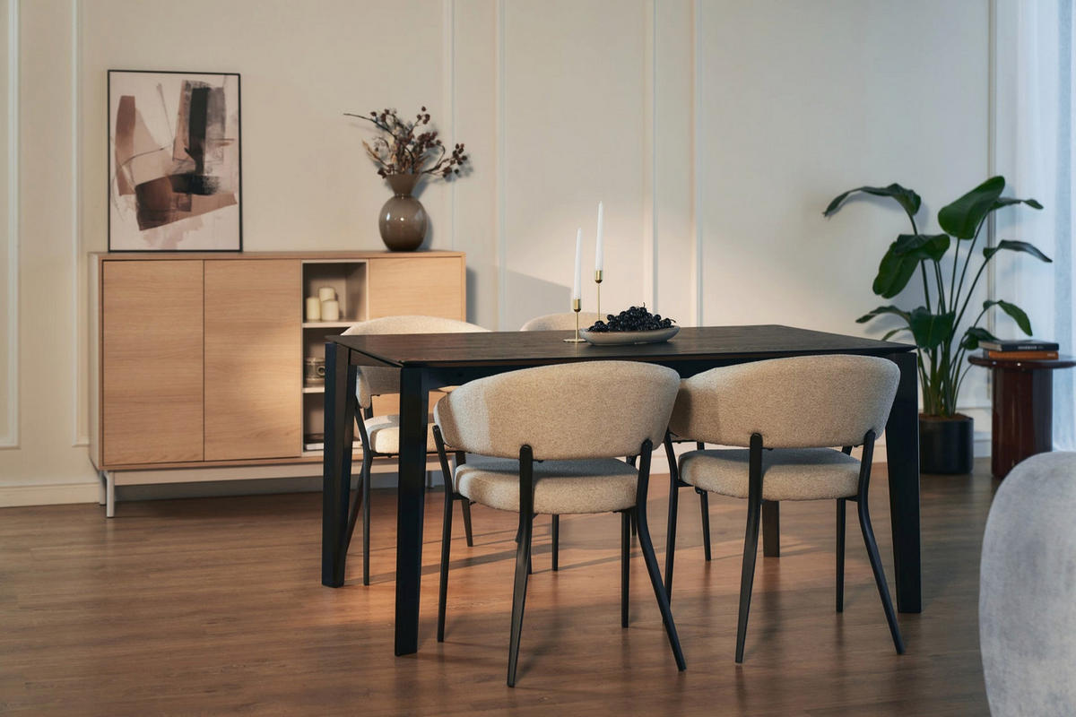 SIDEBOARD Layen Eichenholzoptik Kaschmirgrau 138 cm - Taupe/Beige, Holzwerkstoff/Metall (138/95/39cm) - Selsey
