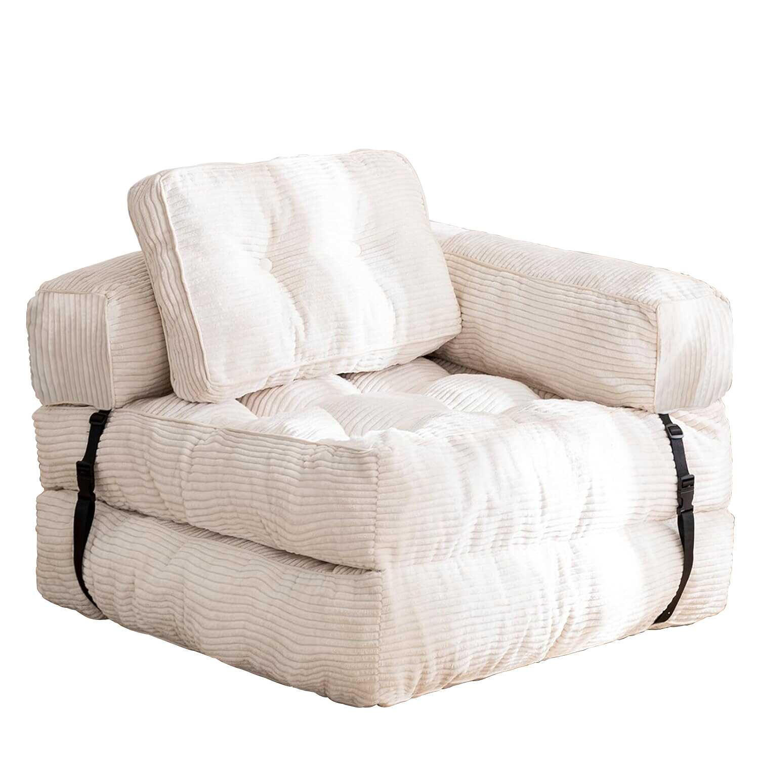 SOFA 1 Sitzer faltbar mit Armlehnen, 170x85 cm, für Wohnzimmer & Schlafzimmer,Beige - Beige, Textil (86/21/170cm)