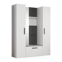 GARDEROBENSCHRANK MODULO 160,6/204/40 cm Modern Garderobe-Set Weiß - Weiß/Grau, Holzwerkstoff (160.6/204/40cm) - MASSENO