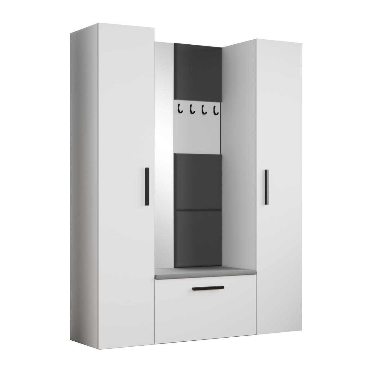 GARDEROBENSCHRANK MODULO 160,6/204/40 cm Modern Garderobe-Set Weiß - Weiß/Grau, Holzwerkstoff (160.6/204/40cm) - MASSENO