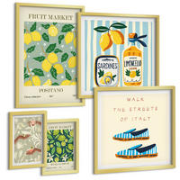 BILDER SET 5er Set - 50x50 cm & 20x30 cm & 40x60 cm Goldrahmen - Zitrusfrüchte der italienischen Tropen - Goldfarben, Kunststoff (40/60cm) - TULUP