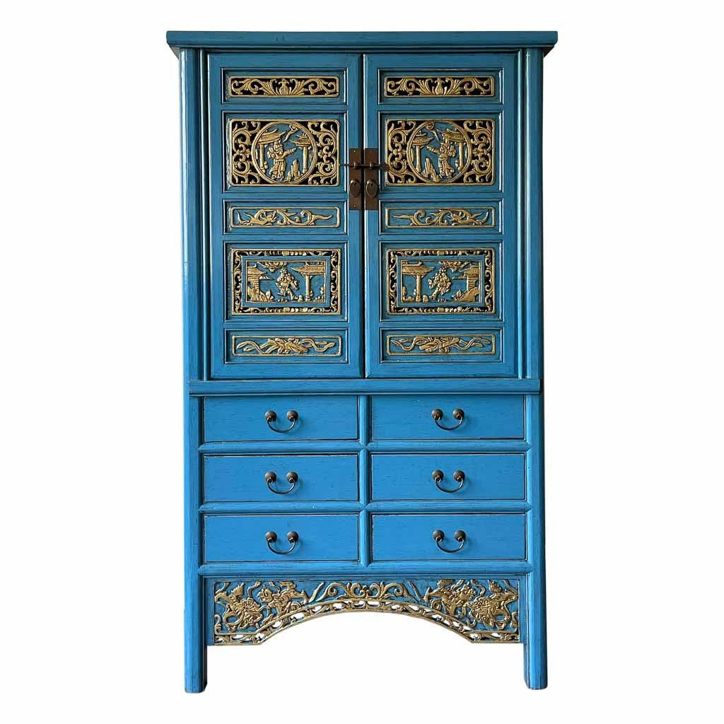 SCHRANK aus Holz 100x43x170 cm - Blau, Holz (100/170/43cm) - Wanderlust