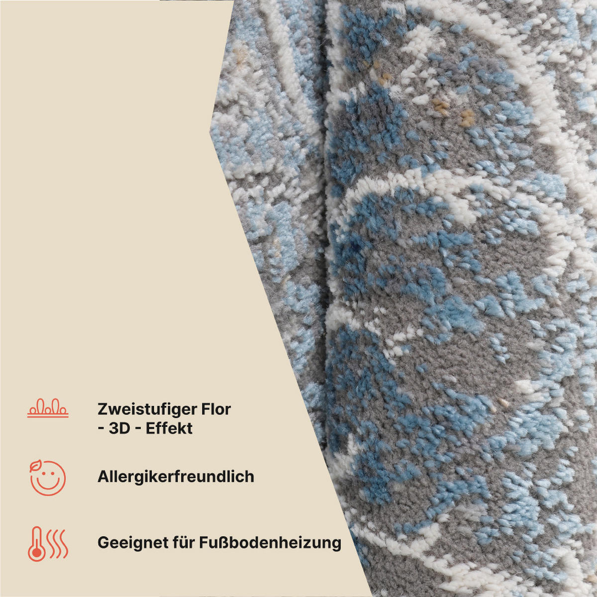 TEPPICH VALLEY Blau Rund 160/160 cm - Blau, Textil (160/160cm) - Tapiso