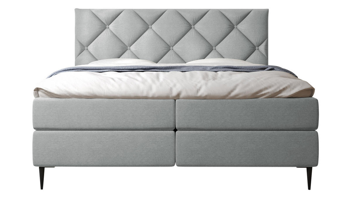 BOXBETT Letra - Chromfarben/Hellgrau, Holz/Textil (140/200cm) - MIRJAN24