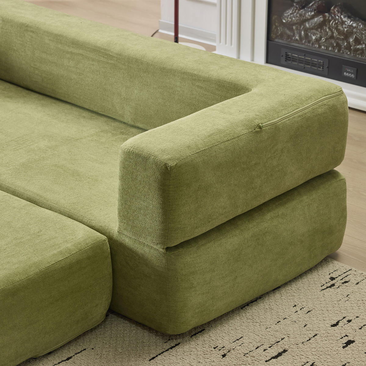 SCHLAFSOFA DE-34995 modular mit Schlaffunktion Grün - Grün, Textil (75.5/50/201cm) - ComfortXL