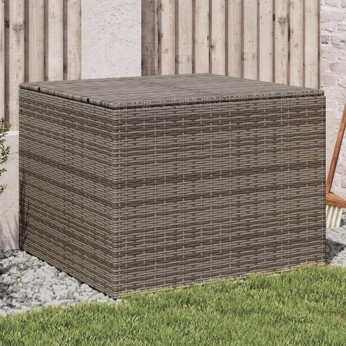 GARTENTRUHE Grau 291L Poly Rattan - Grau, Kunststoff (75/59/80cm) - vidaXL