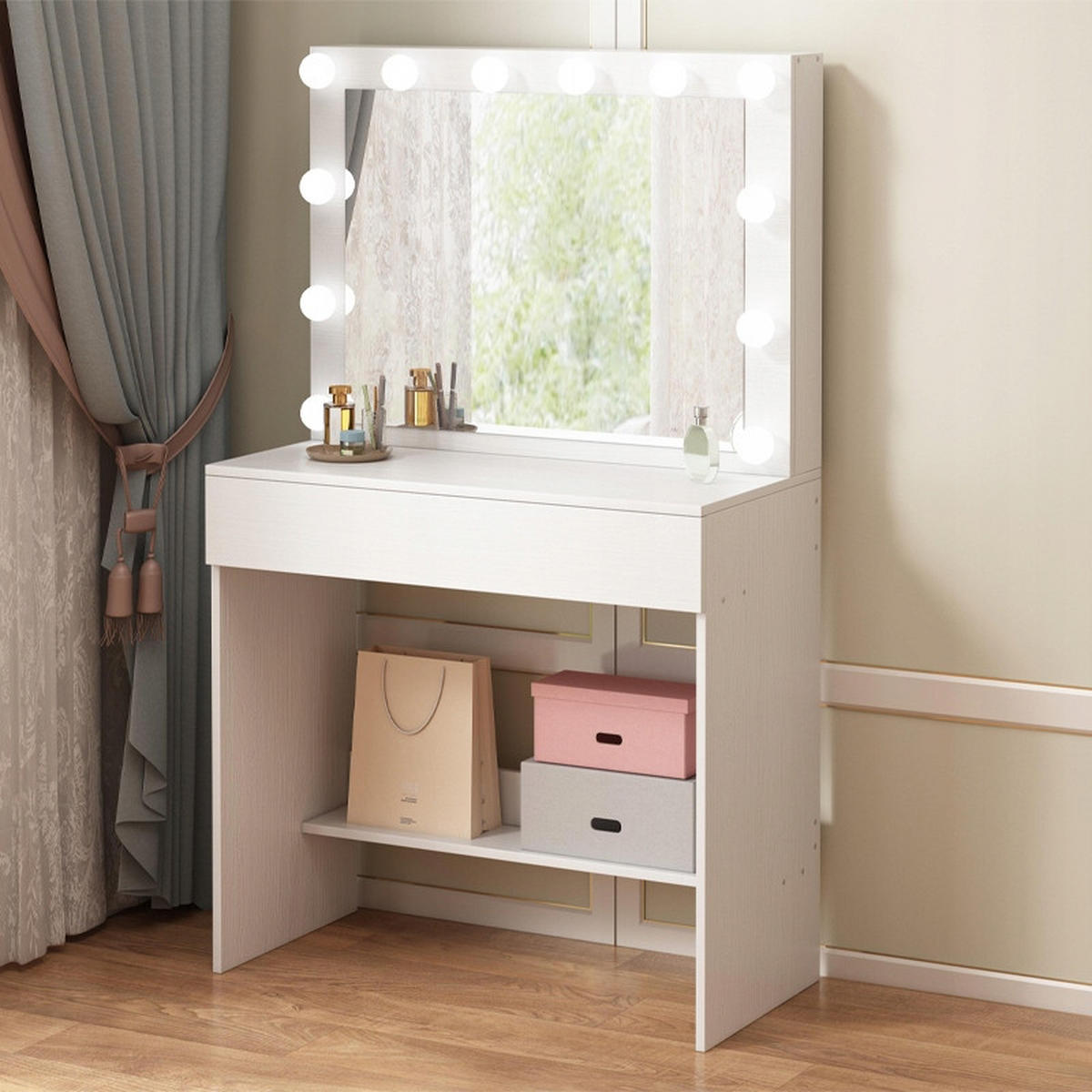 SCHMINKTISCH weißer 40/80/140 cm - Weiß, Holzwerkstoff (80/140/40cm)