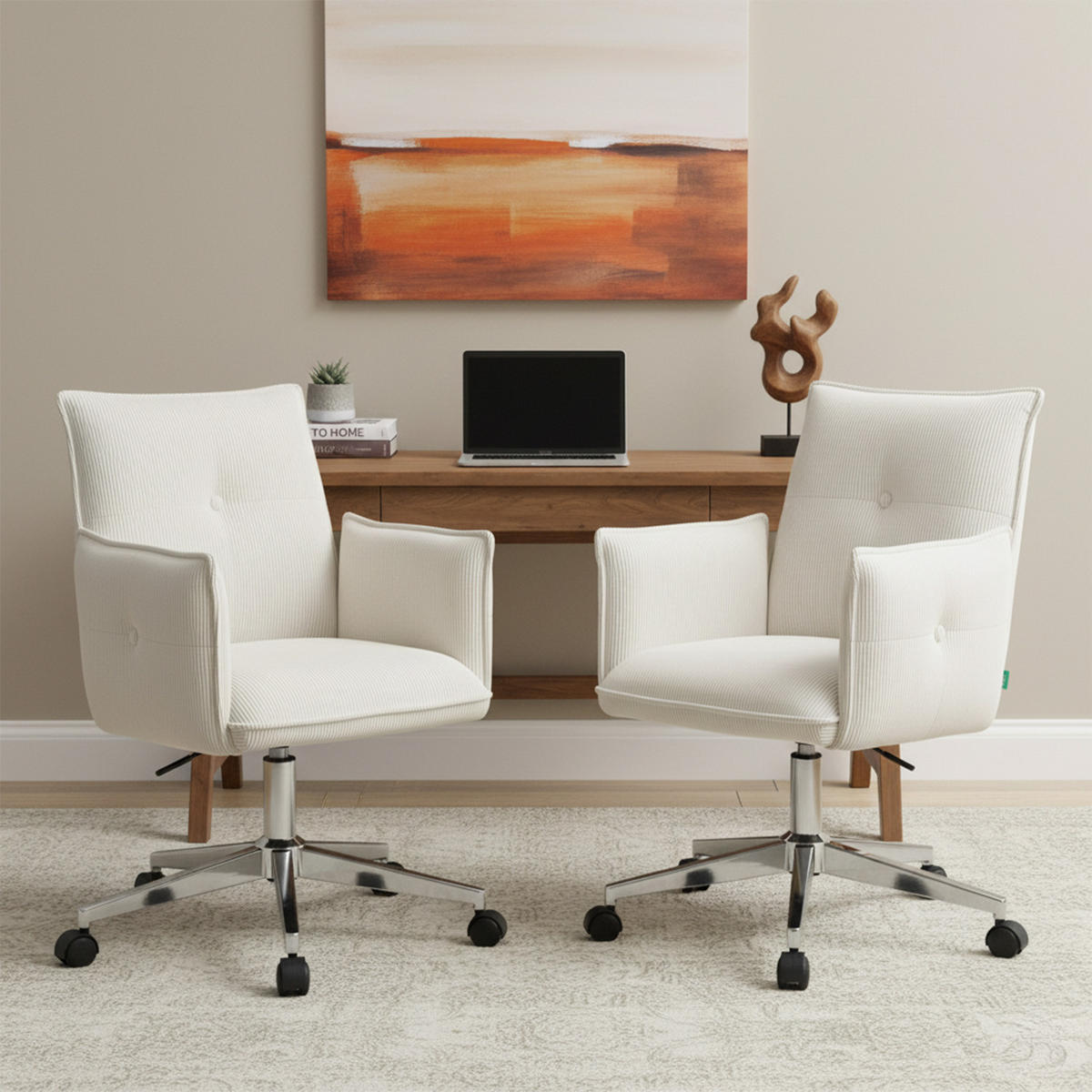 BÜROSTUHL Mika-Cleo - Chromfarben/Creme, Textil/Metall (60/85/63cm) - DUBI Möbel