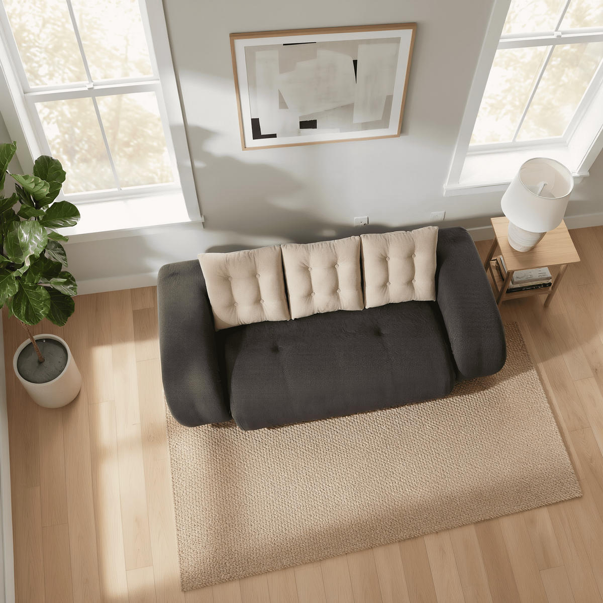 SCHLAFSOFA Okoa 2-Sitzer - Braun Sand - Braun, Textil (120/60/120cm) - COCO Living