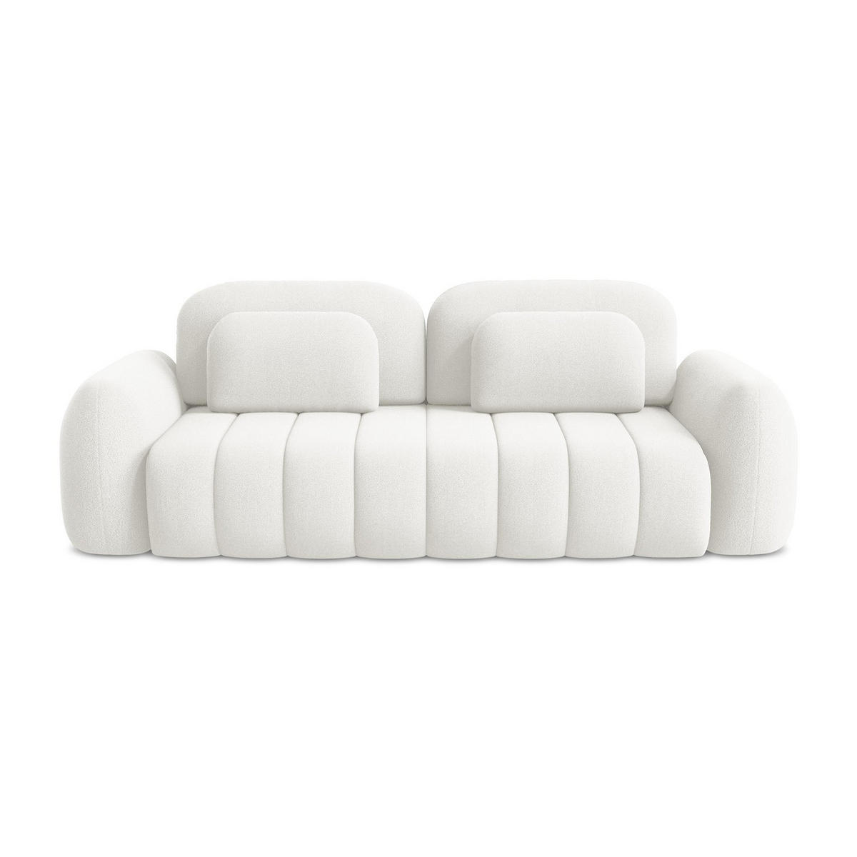3-SITZER SOFA mit Schlaffunktion Bouclé Stoff Weiß - Schwarz/Weiß, Holzwerkstoff/Kunststoff (266/95/121cm) - LaMiaSofa