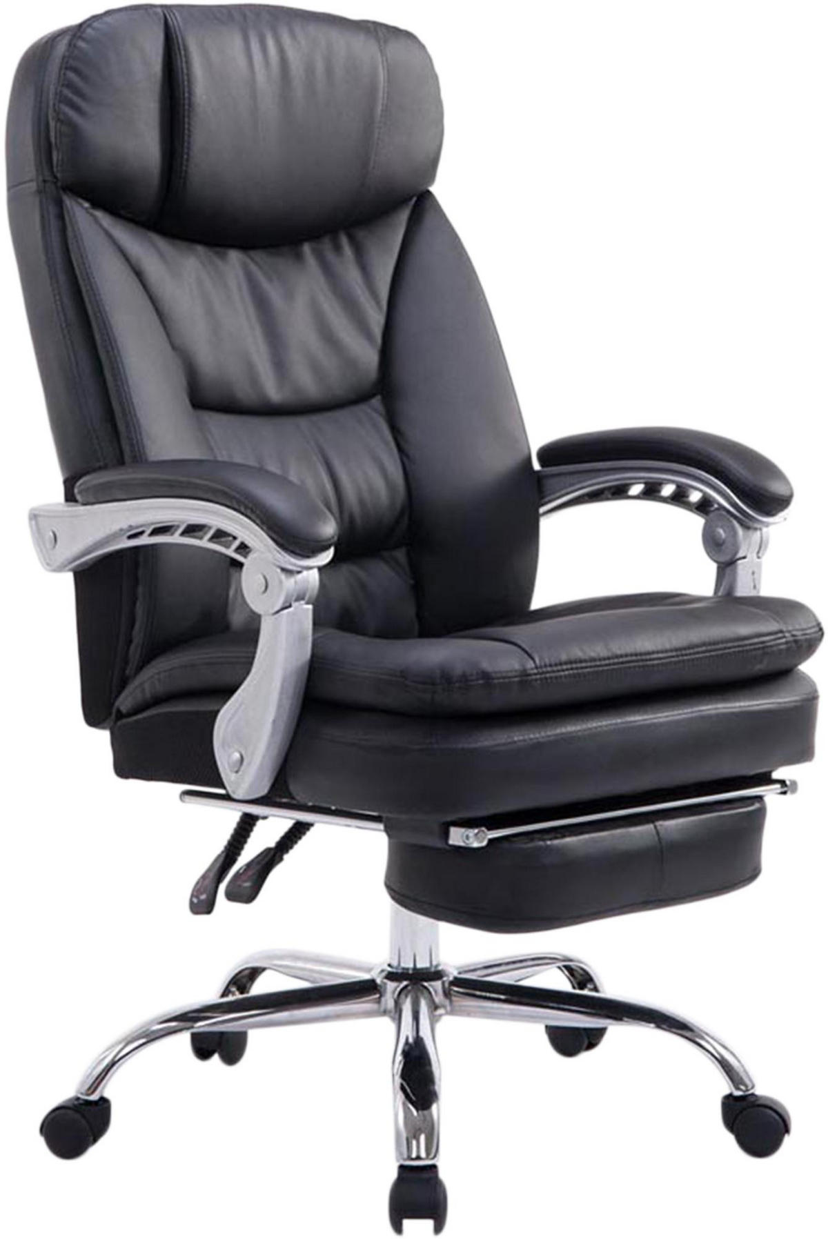 CHEFSESSEL Lederlook Schwarz - Chromfarben/Schwarz, Textil/Metall (67/112/67cm) - CLP