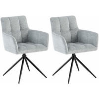 ARMLEHNENSTUHL 2er Set Stoff Hellgrau - Hellgrau/Schwarz, Textil/Metall (59/87/59cm) - CLP