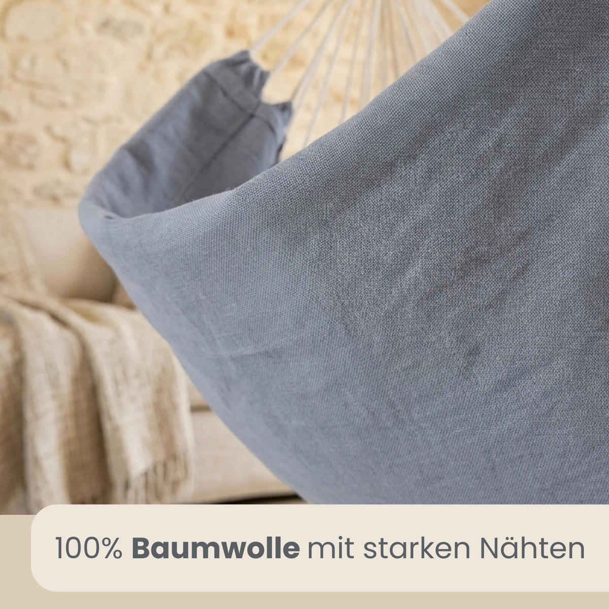 XXL HÄNGESESSEL 185/130 cm Belastbar bis 150 kg Grau - Grau, Textil (130/155/185cm) - Amanka