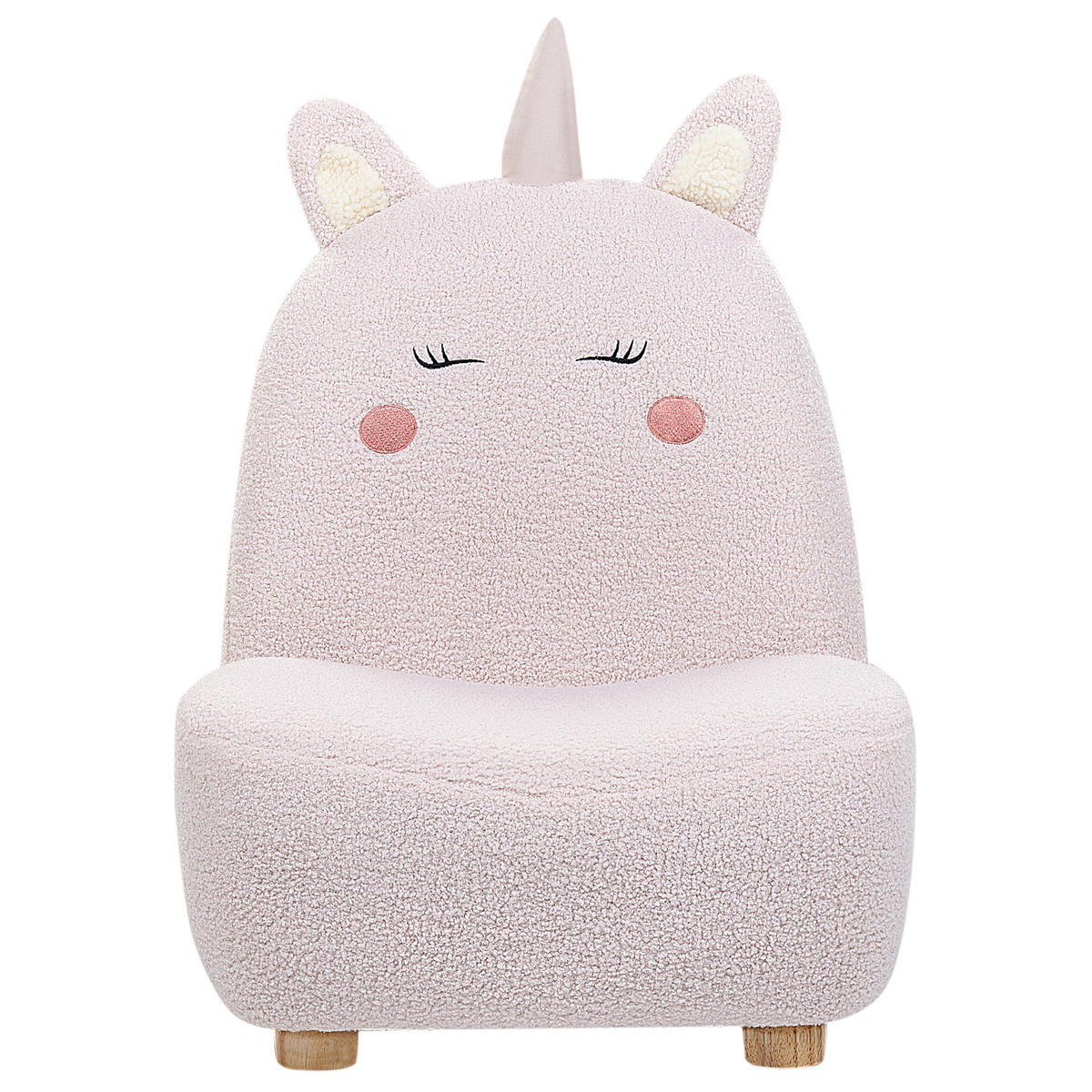 KINDERSESSEL Teddy-Optik pastellrosa Tierform Einhorn Lulea - Hellbraun/Pink, Kunststoff/Textil (50/75/54cm) - Beliani