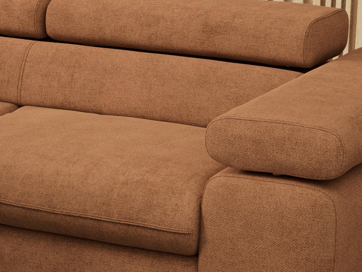 ECKSOFA PETER L Orange Struktur - Links Seite - Schwarz/Orange, Textil/Metall (208/273cm) - MKS