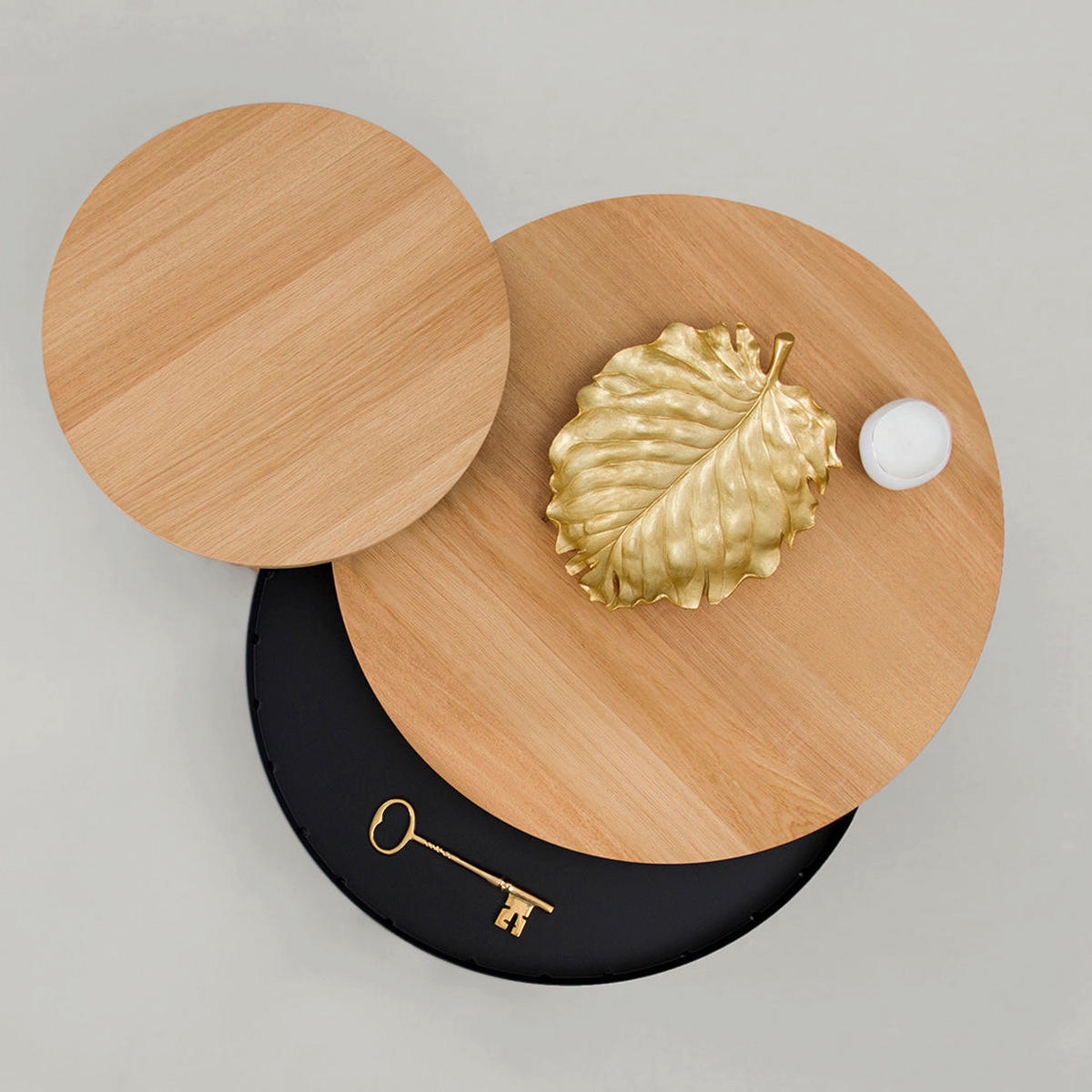 COUCHTISCH Batea M mit Stauraum - Eichefarben/Schwarz, Holz (62/62/35cm) - Woodendot