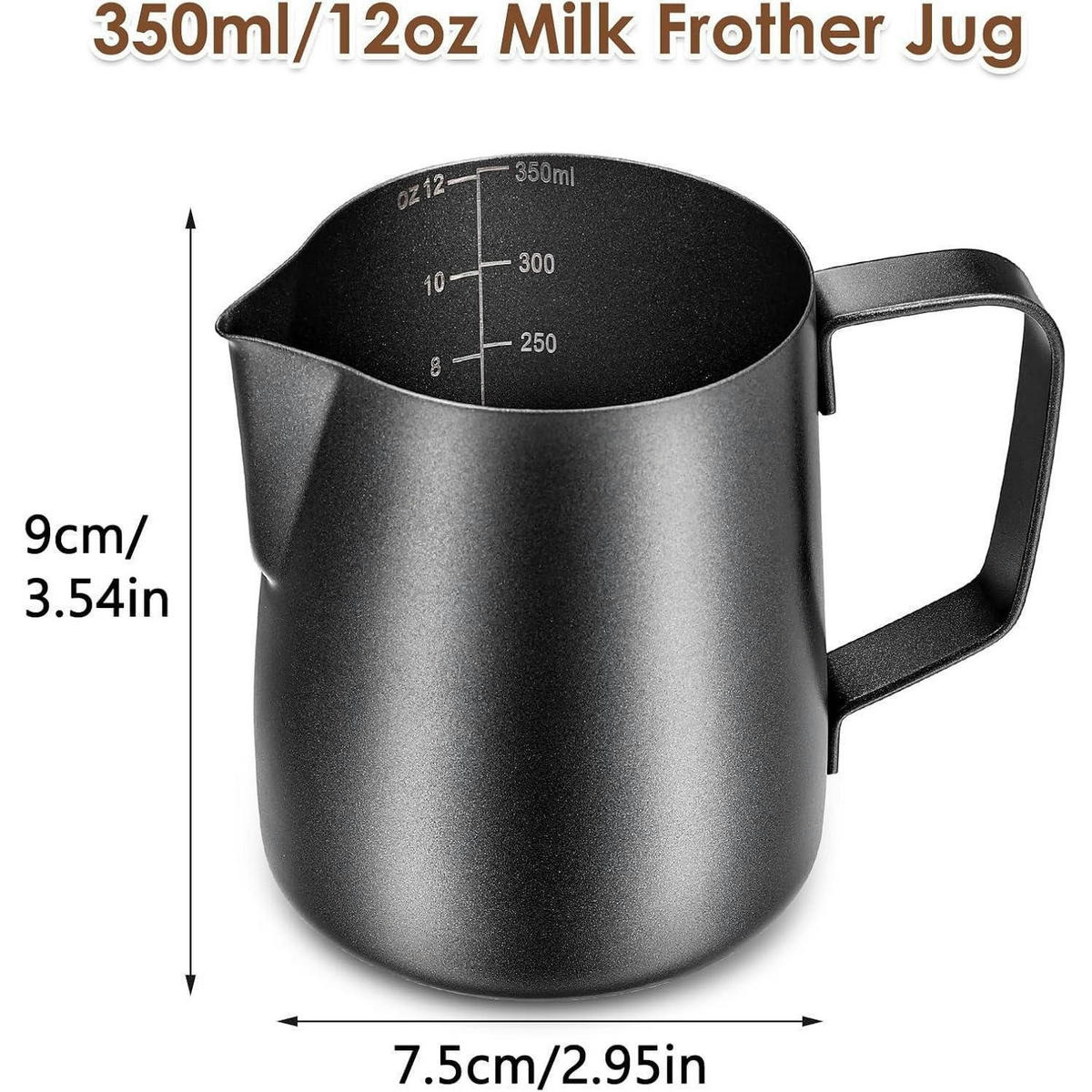 MILCHKÄNNCHEN Edelstahl Schwarz 350 ml - Schwarz, Metall (7.5/7.5cm)