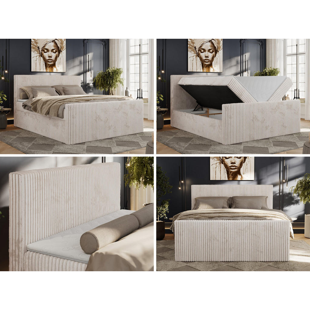 Thumbnail - MKS Boxbett, Beige, Textil, 2-Sitzer, H3, 7-Zonen, Rechteckig, 180x200 cm, Oeko-Tex®, Schlafzimmer, Betten, Boxspringbet...
