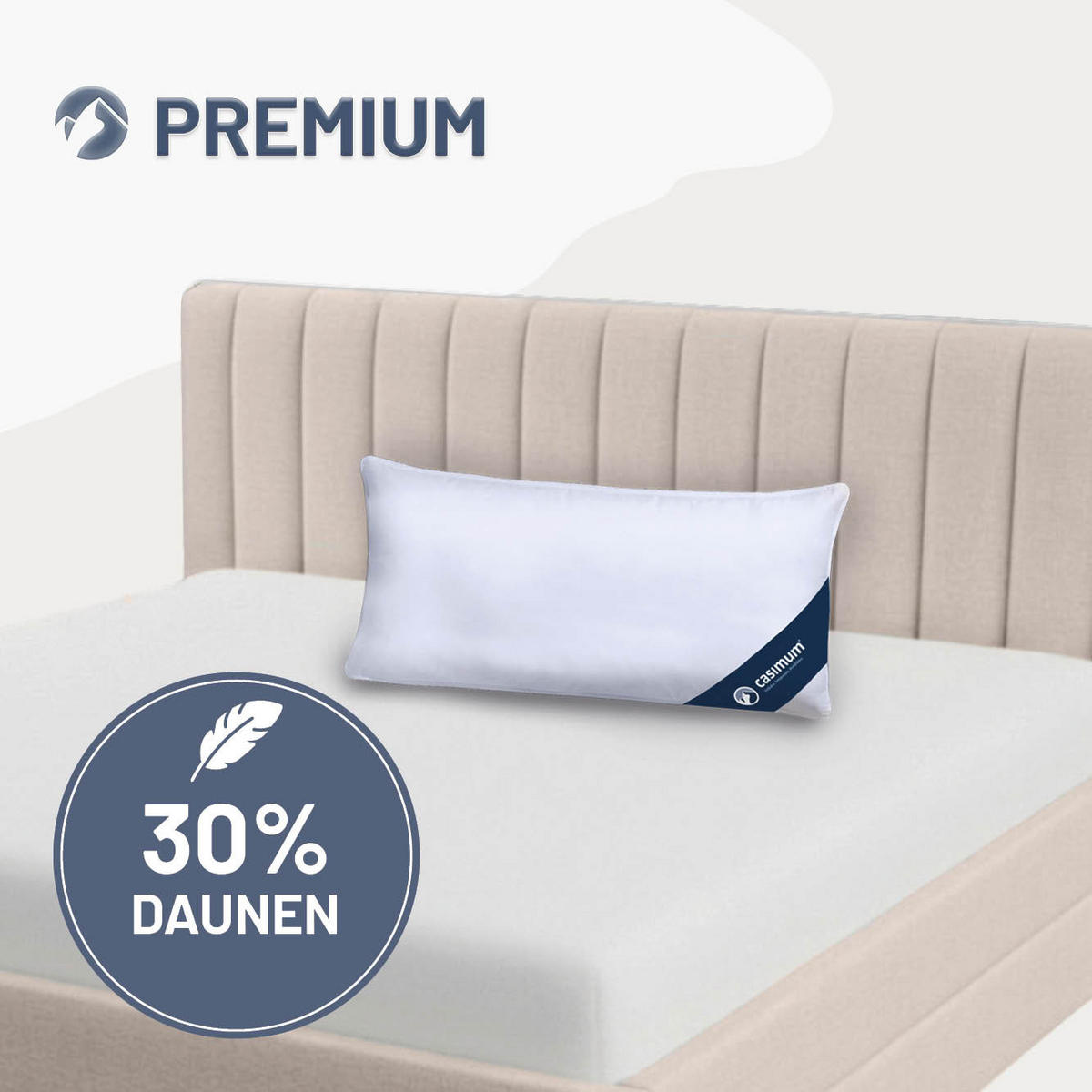 KOPFKISSEN 40x80 cm weich & stützend, Daunenkissen 30% Daunen - Weiß, Textil (40/80cm) - casimum
