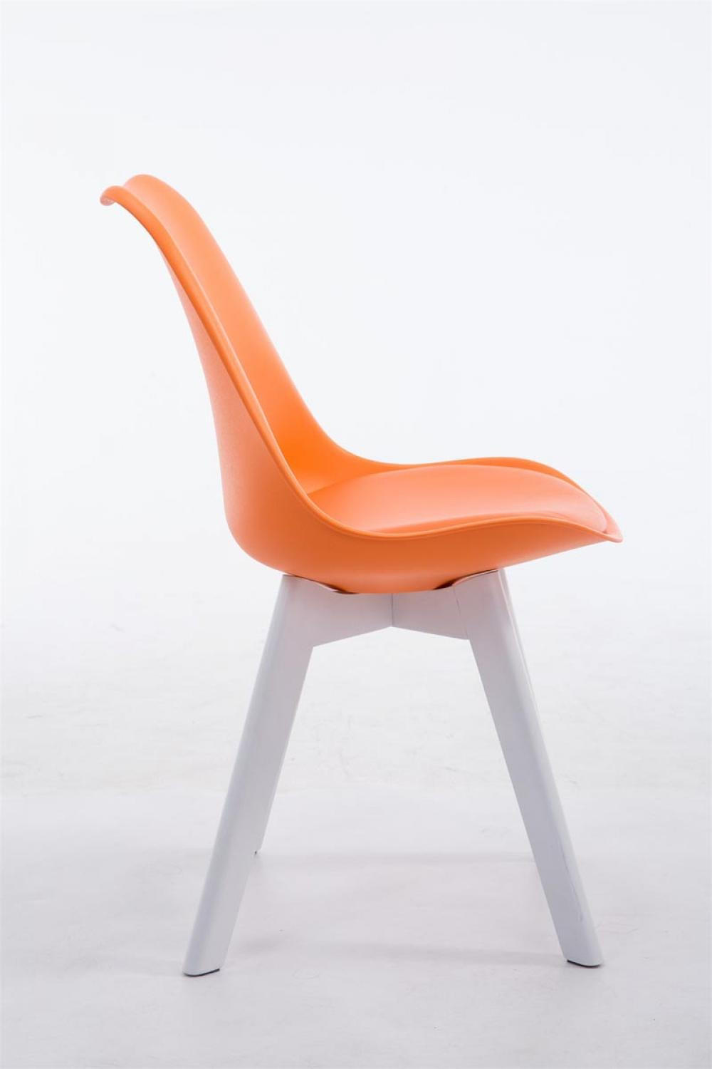 STUHL Lederlook orange - Weiß/Orange, Holz/Textil (48/84/41.5cm) - CLP