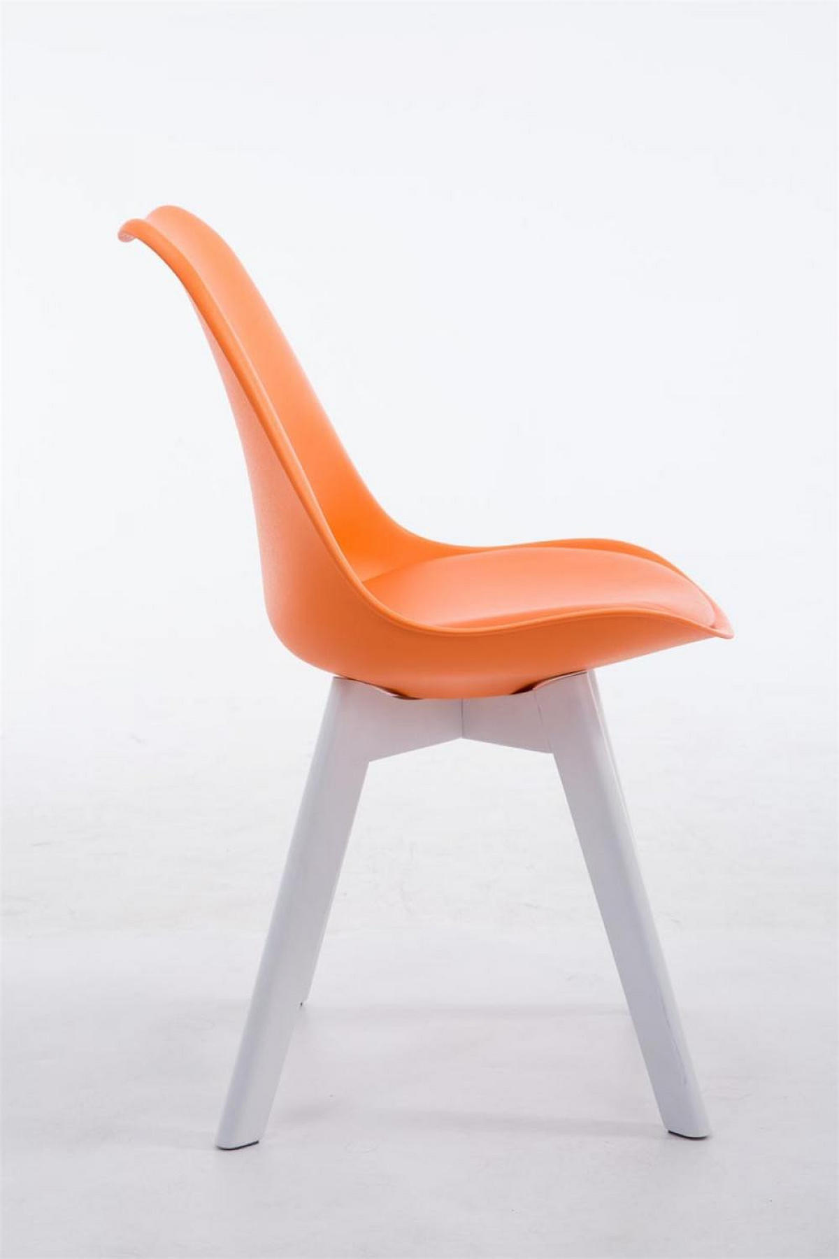 STUHL Lederlook orange - Weiß/Orange, Holz/Textil (48/84/41.5cm) - CLP