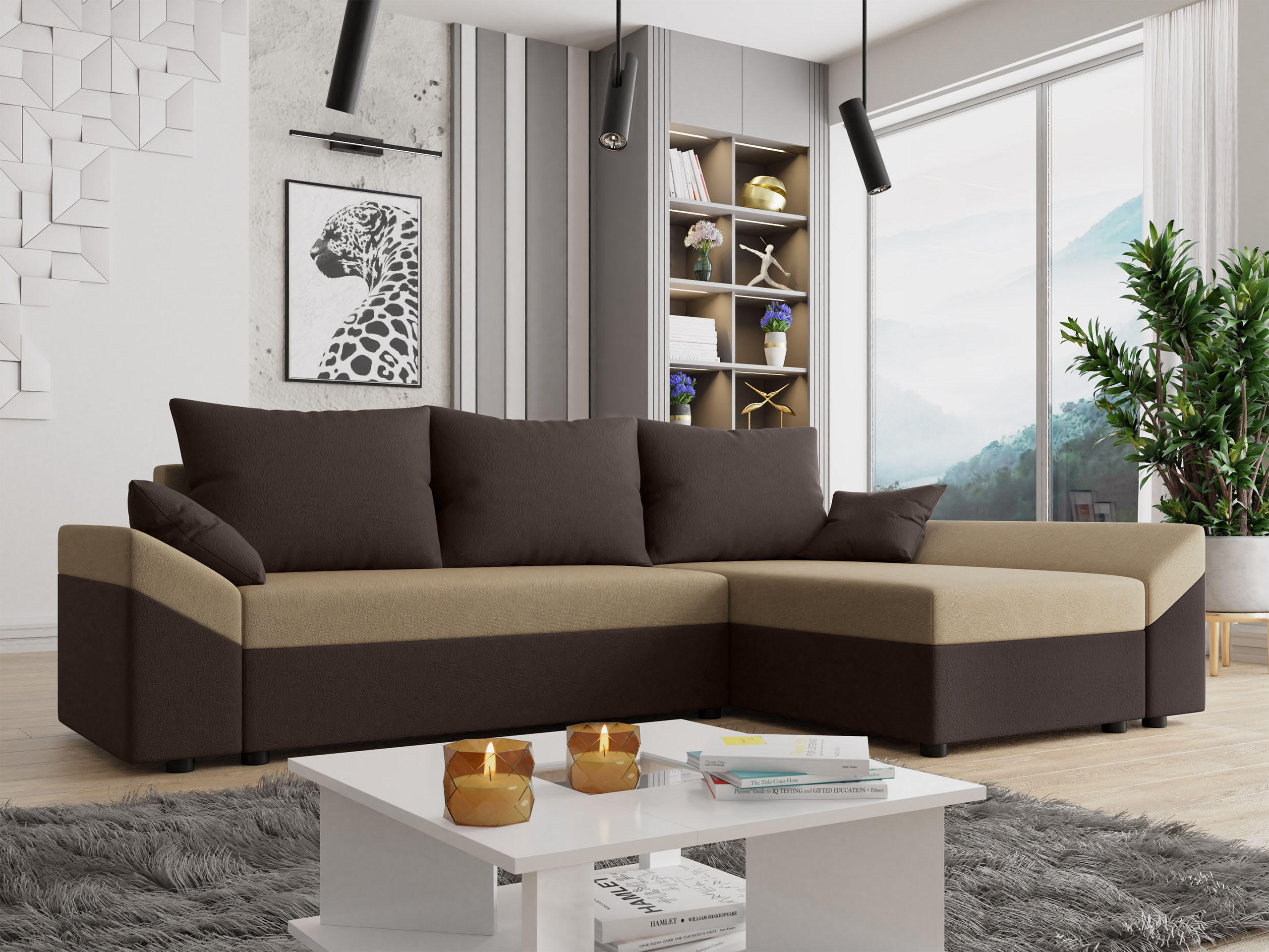Thumbnail - Mirjan24 Ecksofa, Braun, Beige, Textil, 5-Sitzer, L-Form,L-Form, 240x140 cm, Wohnzimmer, Sofas & Couches, Wohnlandschaft...