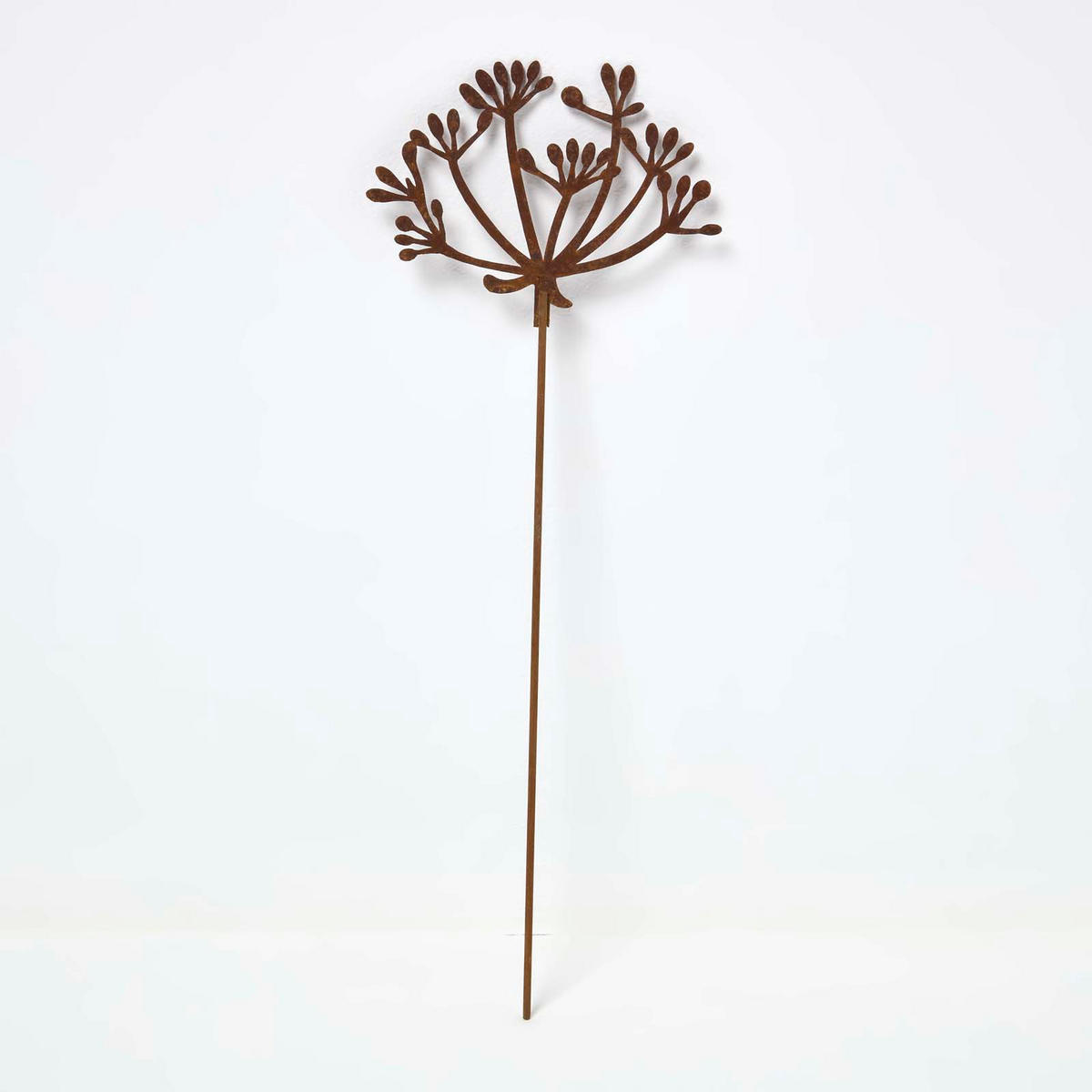 GARTENSTECKER Metall – 2er-Set Wiesenkerbel Gartendeko in Rostoptik - Rotbraun, Metall (37cm) - Homescapes