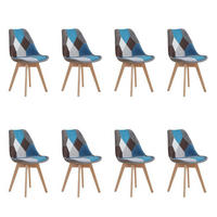 ESSZIMMERSTUHL 8-teiliges Set Patchwork Blau Stoff Massivholzbeine - Multicolor, Textil (49/83/42cm)