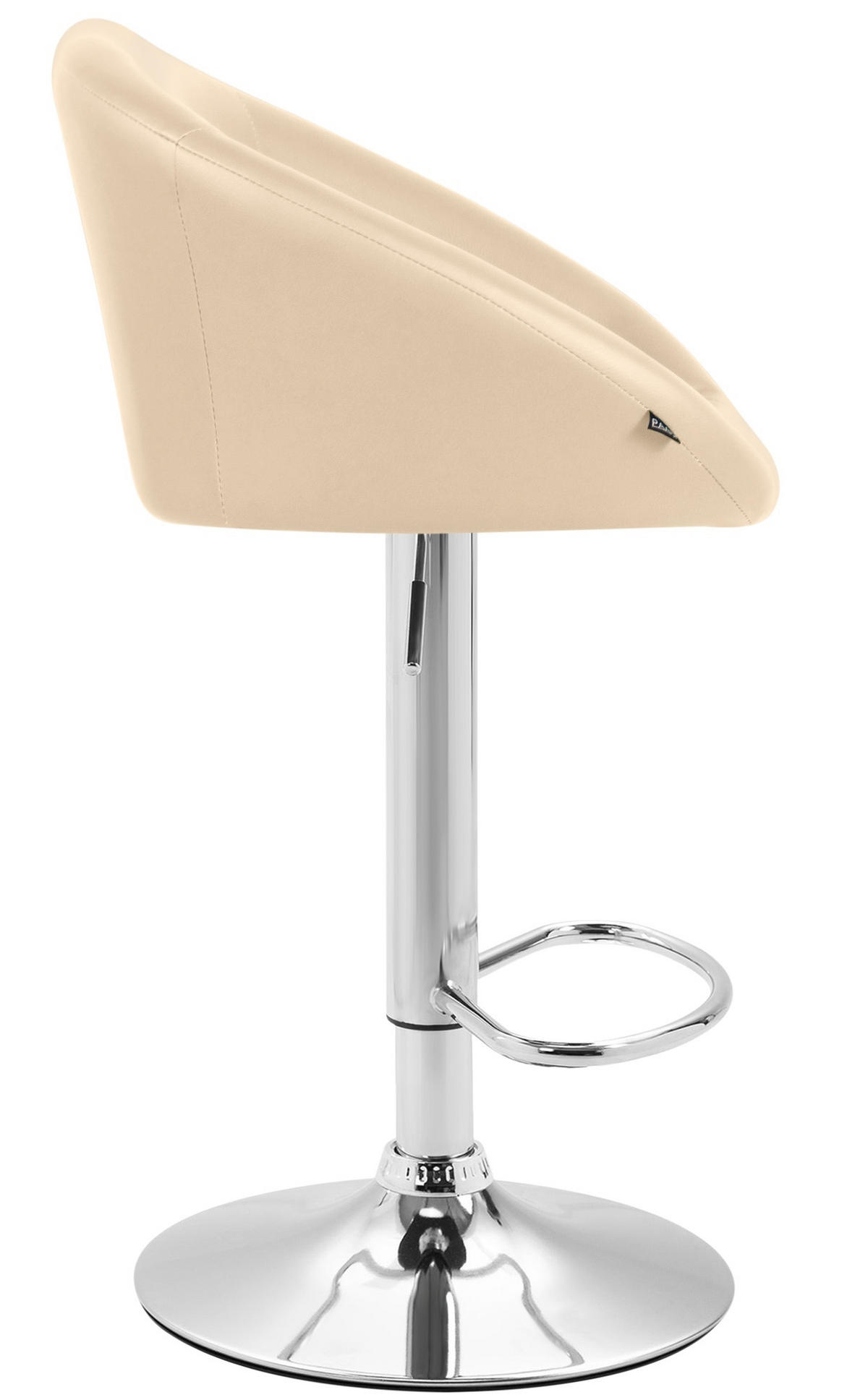 BARHOCKER Lederlook creme - Chromfarben/Creme, Textil/Metall (55/86/51cm) - CLP