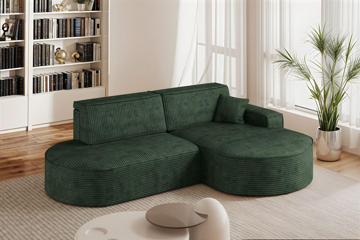 ECKSOFA Venedig Mit Schlaffunktion - Grün, Holzwerkstoff/Textil (278/179cm) - Fun Möbel
