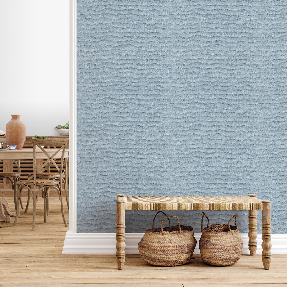 TAPETE Uni 53 cm x 10 m - Blau, Papier (53/1000cm) - Sanders & Sanders