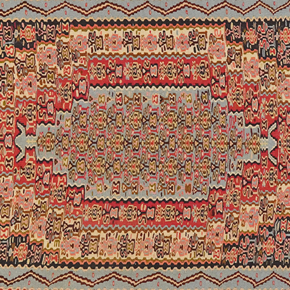 HANDWEBTEPPICH Kelim Senneh Mehrfarbig 202/113 cm Schurwolle - Multicolor, Textil (113/202cm) - Looma