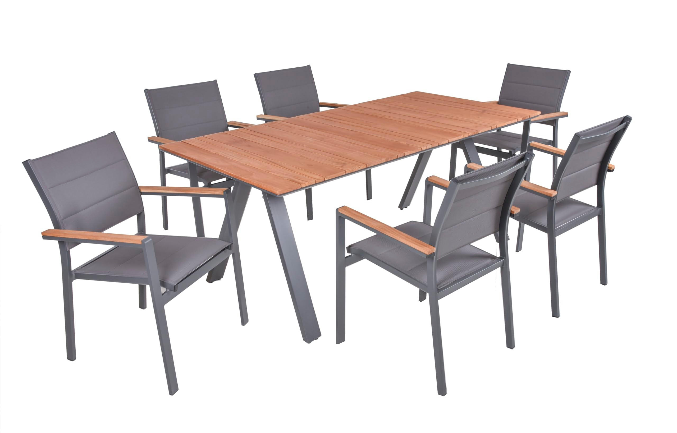 GARTEN-SITZGRUPPE Heike 7-teilig Gartenmöbel-Set - Hellbraun, Holz - DELUKE