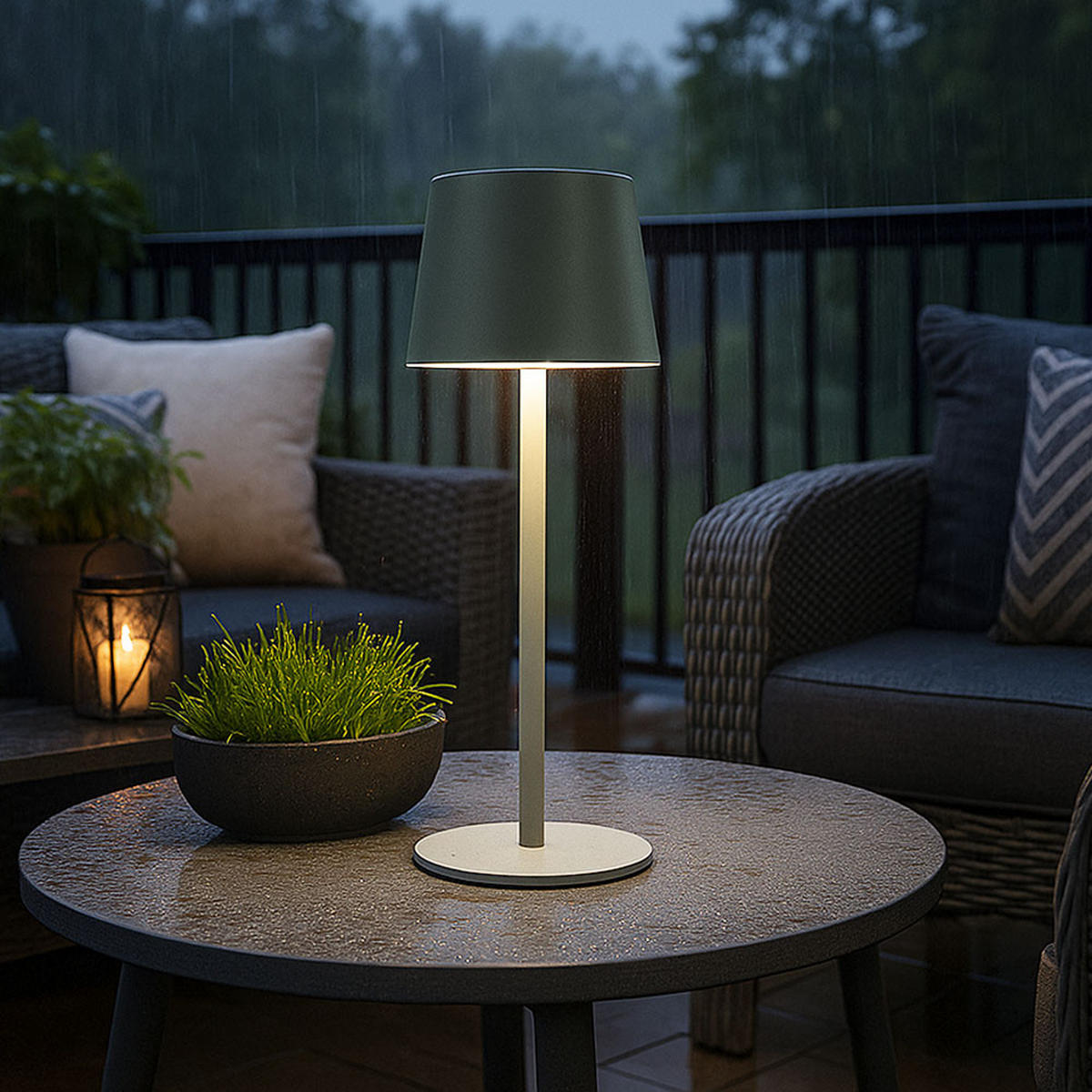 LED TISCHLEUCHTE VANCOUVER Grün matt - Grün, Metall (8.5/8.5/28cm) - Globo Lighting