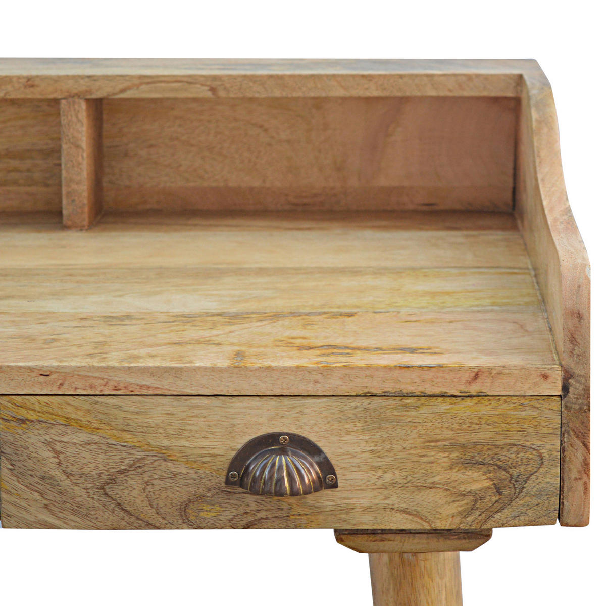 SCHREIBTISCH mit 3 Schubladen - Messingfarben/Braun, Holz/Metall (45/100/90cm) - Artisan Furniture