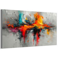 KOVOVÝ OBRAZ Moderné umenie - Oranžová - Sivá - Abstraktné 80x40 cm - svetlosivá, kov (80/40cm) - MuchoWow