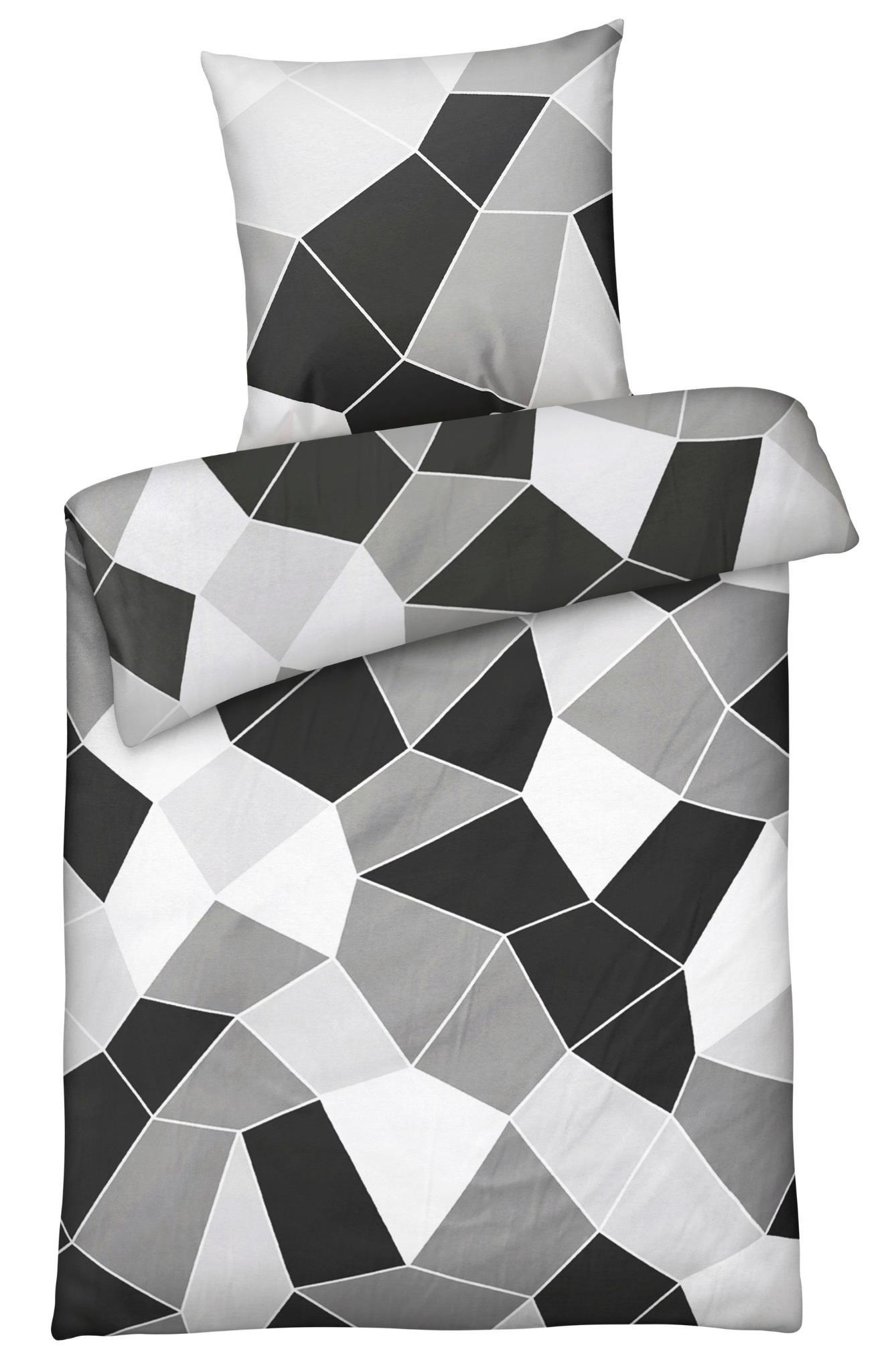 MIKROFASER-BETTWÄSCHE 155x220 Super softer Bettbezug aus 100% Polyester, Muster Schwarz Grau Weiß - Schwarz, Textil (155/220cm) - Carpe Sonno