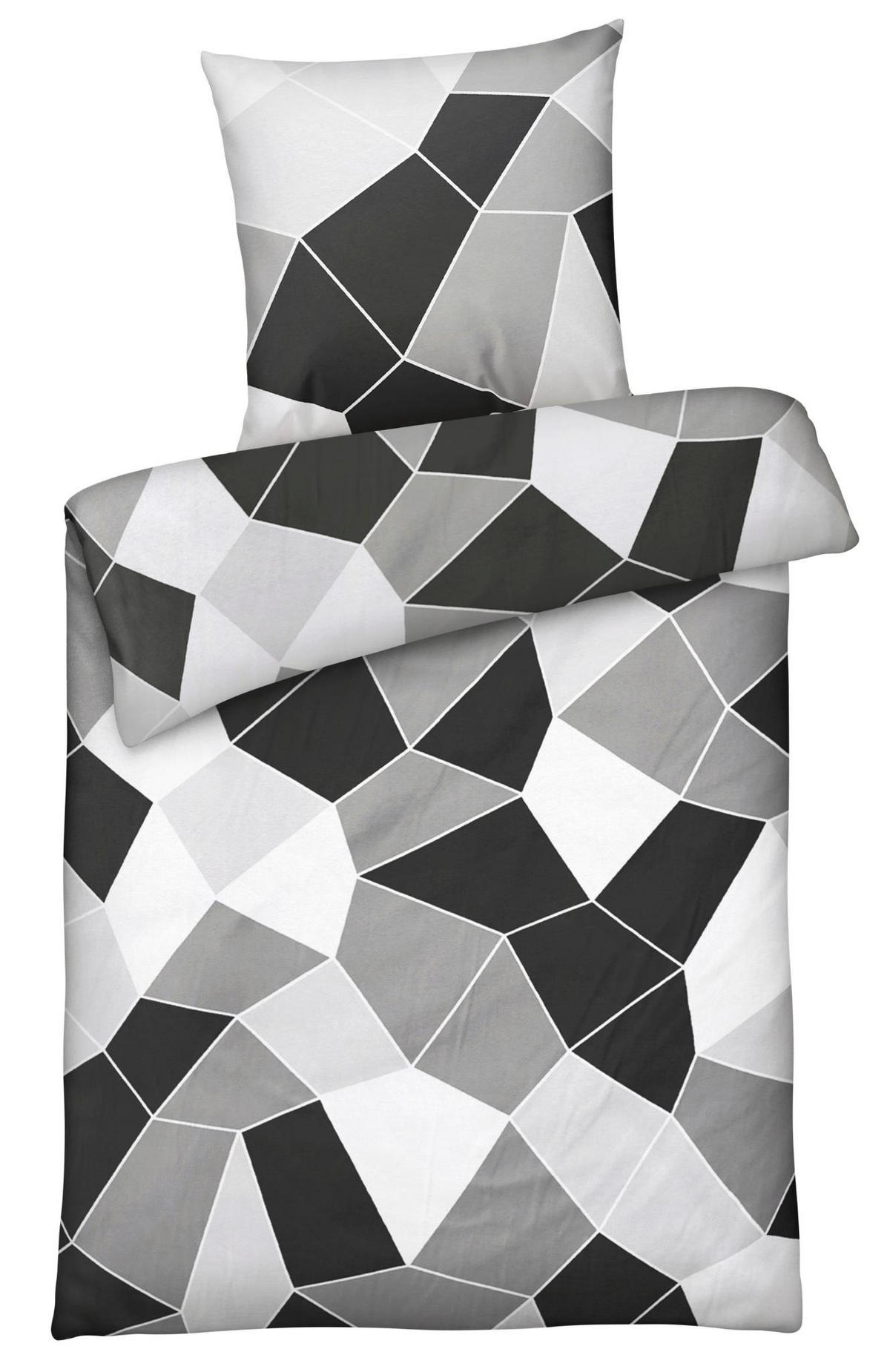 MIKROFASER-BETTWÄSCHE 155x220 Super softer Bettbezug aus 100% Polyester, Muster Schwarz Grau Weiß - Schwarz, Textil (155/220cm) - Carpe Sonno