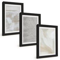 BILDER SET 3er Set - 20x30 cm Schwarzer Rahmen - Abstraktes modernes Design - Schwarz, Kunststoff (20/30cm) - TULUP