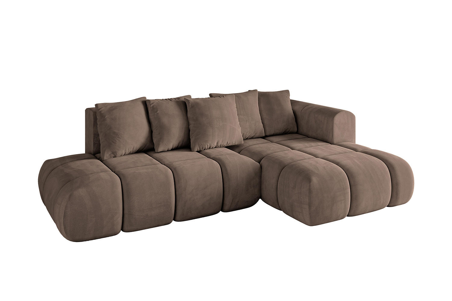 ECKSOFA Ottomane Rechts CLOUD-L-v1 289x180x40 Braun Velours - Braun, Holzwerkstoff/Kunststoff (289/180cm) - ALTDECOR