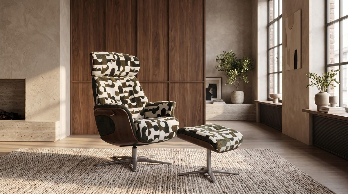 RELAXSESSEL TOSAR Grün Webstoff Relaxfunktion - Silberfarben/Grün, Textil/Metall (83/110/89cm) - KAWOLA