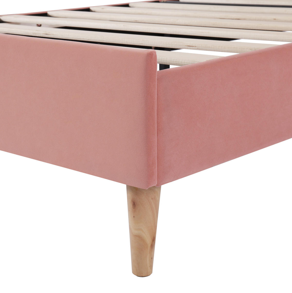 POLSTERBETT aus Samt 90x200 cm Rosa mit höhenverstellbarem Kopfteil und Lattenrost - Rosa, Textil (90/200cm) - IVMEU