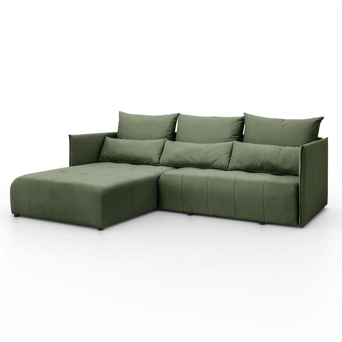 ECKSOFA APOLLO L mit Schlaffunktion und Bettkasten – linke Seite - Grün, Textil (246/188cm) - Lookway